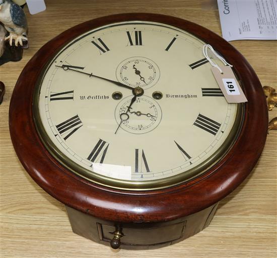 W. Griffiths of Birmingham. A wall clock diameter 41cm